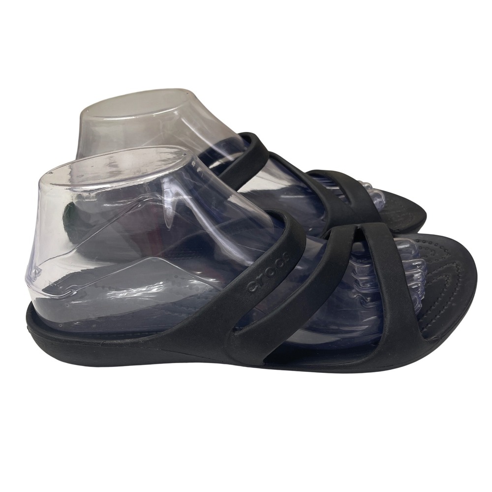 Crocs Kadee II Sandal Womens Size 8 Black Strappy Slide Comfort 206756